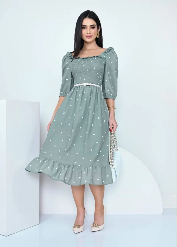 Vestido Decote Lastéx Romantic Hearts – VERDE
